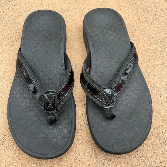Vionic Tide II Thong Sandals Black Flip Flop Size 8 Tide 2 Orthodic Comfort EU39
