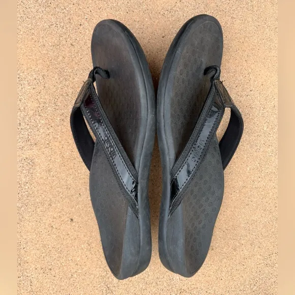 Vionic Tide II Thong Sandals Black Flip Flop Size 8 Tide 2 Orthodic Comfort EU39