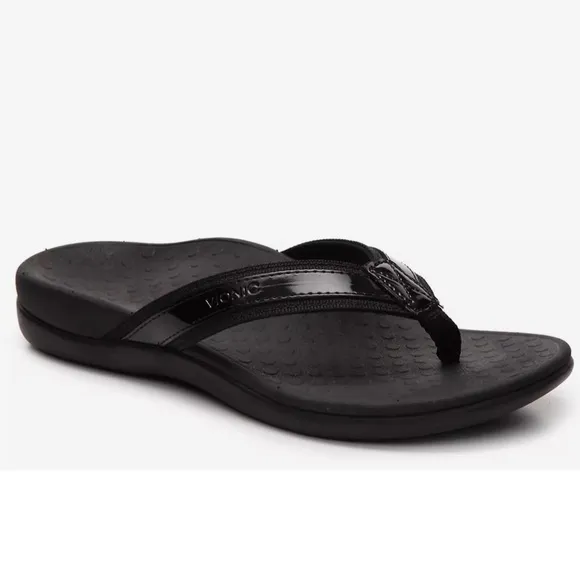 Vionic Tide II Thong Sandals Black Flip Flop Size 8 Tide 2 Orthodic Comfort EU39