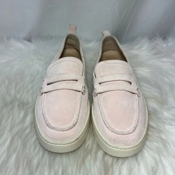 Vionic Uptown Pale Blush Pink Suede Penny Loafers Sz 7.5