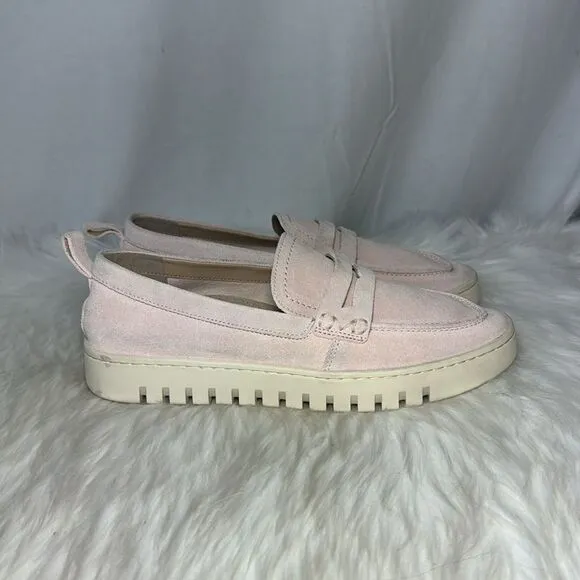 Vionic Uptown Pale Blush Pink Suede Penny Loafers Sz 7.5