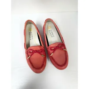 Vionic Virginia Leather Driving Moccasin Loafers 6.5 Washed Poppy Red
