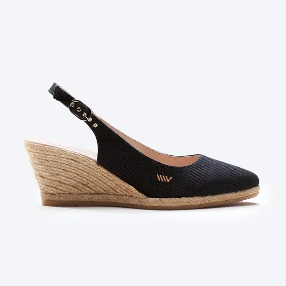 Viscata Barcelona Palomera Canvas Espadrille Wedges In Black size 42 US size 11
