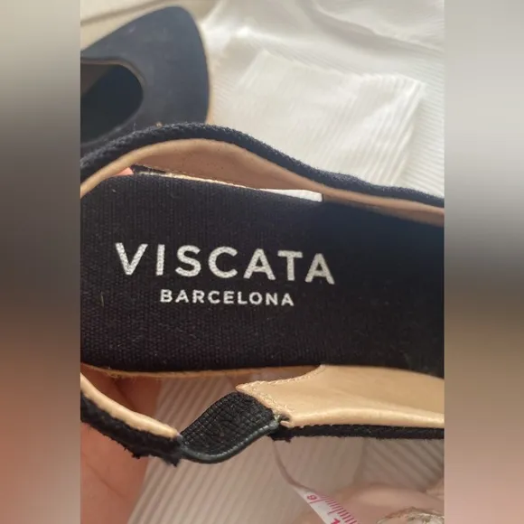 Viscata Barcelona Palomera Canvas Espadrille Wedges In Black size 42 US size 11