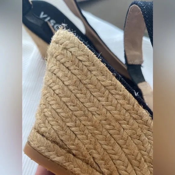 Viscata Barcelona Palomera Canvas Espadrille Wedges In Black size 42 US size 11