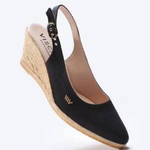 Viscata Barcelona Palomera Canvas Espadrille Wedges In Black size 42 US size 11