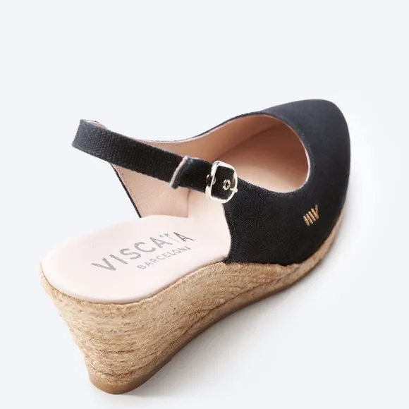 Viscata Barcelona Palomera Canvas Espadrille Wedges In Black size 42 US size 11