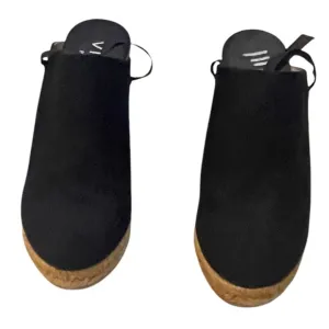 VISCATA Clog, Soft Canvas, Slip-on, Closed Toe, Black Espadrilles Heel, Size 39