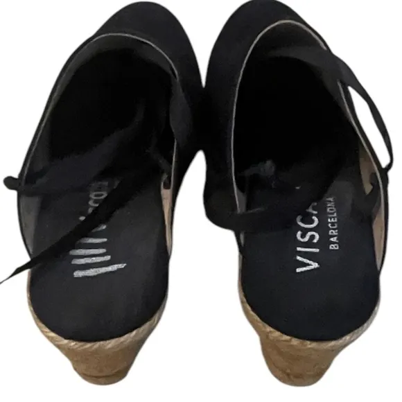 VISCATA Clog, Soft Canvas, Slip-on, Closed Toe, Black Espadrilles Heel, Size 39