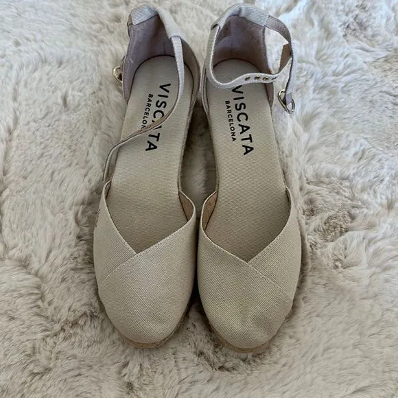 Viscata Formiga Canvas Wedges Beige Size 8US/ 39EU