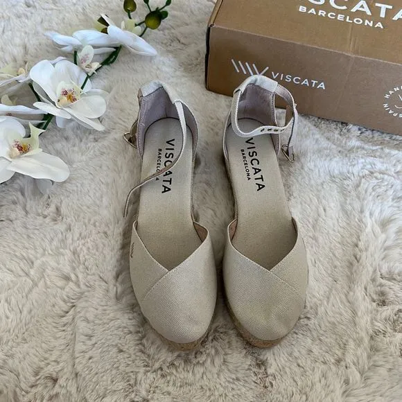 Viscata Formiga Canvas Wedges Beige Size 8US/ 39EU