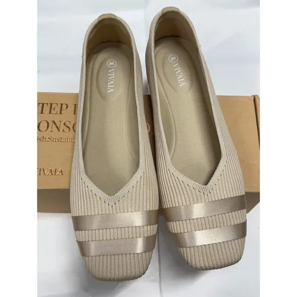 VIVAIA Comfortable Everyday Shoes Beige Ballet Flats size EU/39 US/8