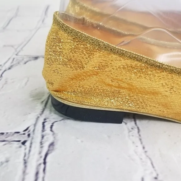 Vtg 60s gold metallic lame mid century foldable flats