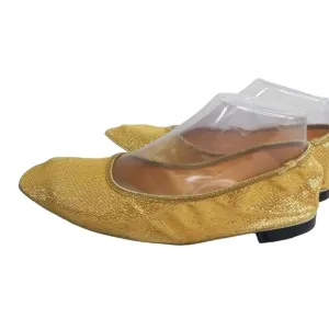 Vtg 60s gold metallic lame mid century foldable flats