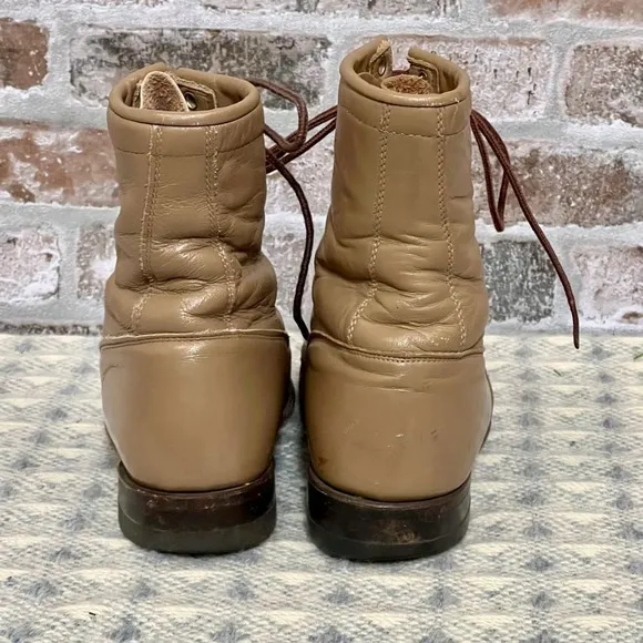 Vtg Justin Leather Lace-up Roper Boots Western Cowgirl Kiltie‎ Fringe Tan 7B