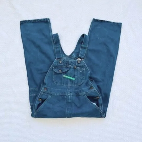 VTG KEY Bib Imperial Denim Jean Overall Men's Size 34 x 30 Blue
