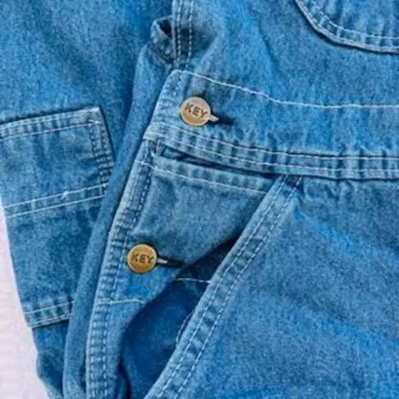 VTG KEY Bib Imperial Denim Jean Overall Men's Size 34 x 30 Blue