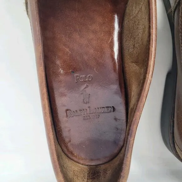 VTG Polo Ralph Lauren Penny Loafers Shoes Mens 10D Brown Leather Preppy Academia