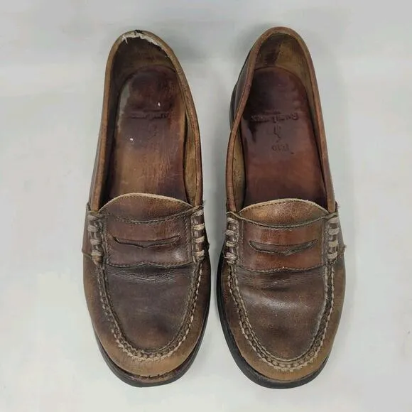 VTG Polo Ralph Lauren Penny Loafers Shoes Mens 10D Brown Leather Preppy Academia