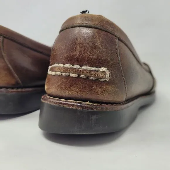 VTG Polo Ralph Lauren Penny Loafers Shoes Mens 10D Brown Leather Preppy Academia