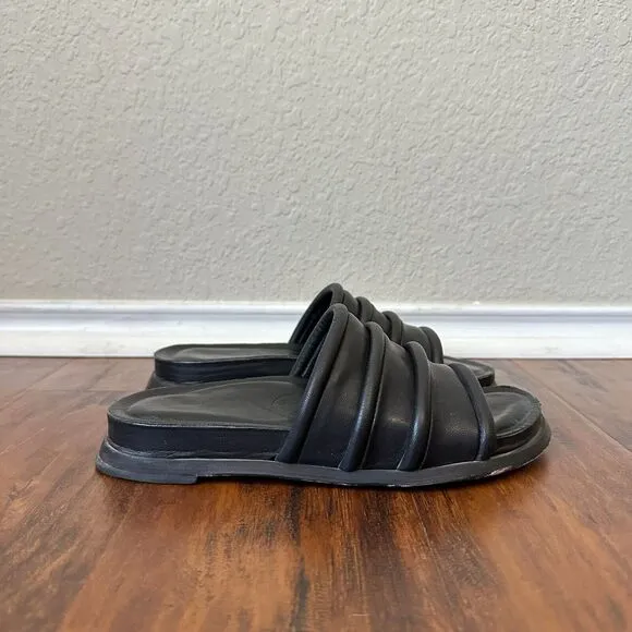 Wal &amp; Pai Lake-3 Slide Sandals in Black Leather