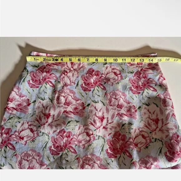WAYF Tamera Fringe Crop Top &amp; Midi Skirt Set, Size M, Blue   Pink Floral NWoT!