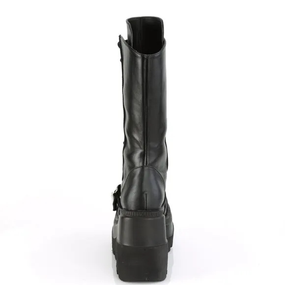 Wedge Platform Zipper Mid Calf Gothic Boots