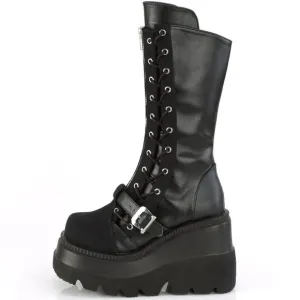 Wedge Platform Zipper Mid Calf Gothic Boots