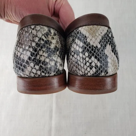 Weejuns GH Bass &amp; Co womens 9.5 snake print cognac leather trimmed penny loafers