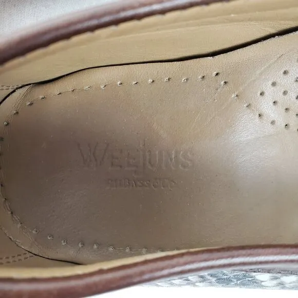 Weejuns GH Bass &amp; Co womens 9.5 snake print cognac leather trimmed penny loafers