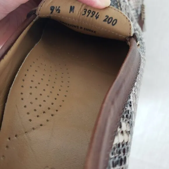 Weejuns GH Bass &amp; Co womens 9.5 snake print cognac leather trimmed penny loafers