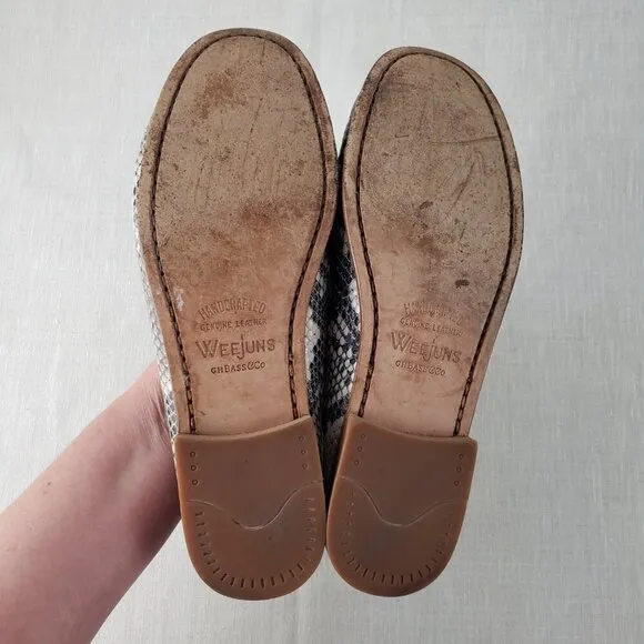 Weejuns GH Bass &amp; Co womens 9.5 snake print cognac leather trimmed penny loafers