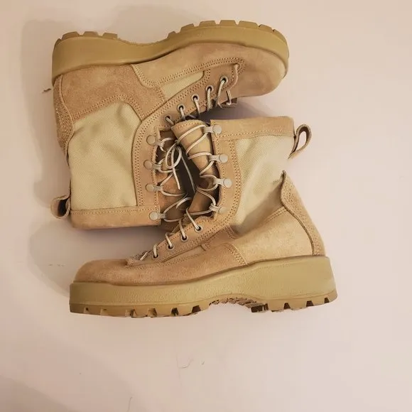 Wellco Military Combat Lace Up 6.5W Tan Leather Hot Boots Chunky