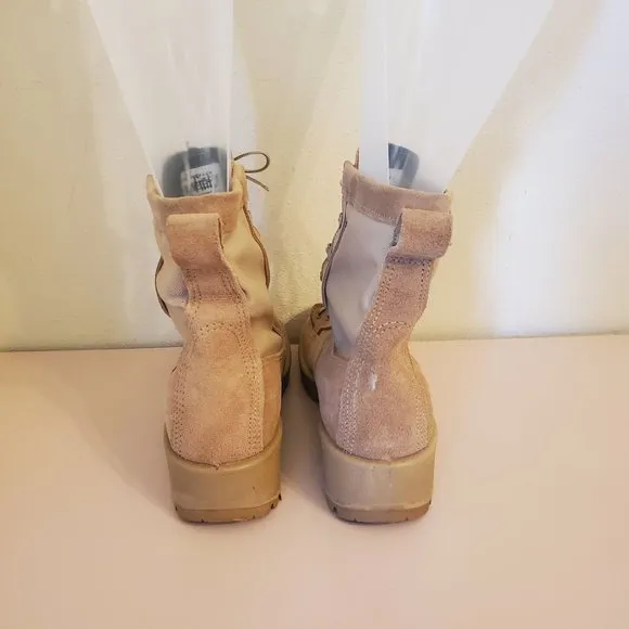 Wellco Military Combat Lace Up 6.5W Tan Leather Hot Boots Chunky