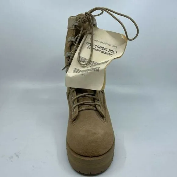 Wellco Womens Combat Boots Beige Block Heel Round