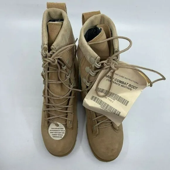 Wellco Womens Combat Boots Beige Block Heel Round