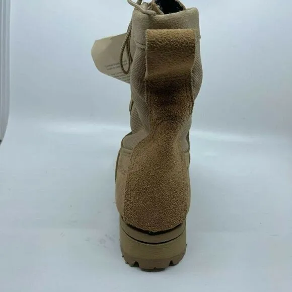 Wellco Womens Combat Boots Beige Block Heel Round