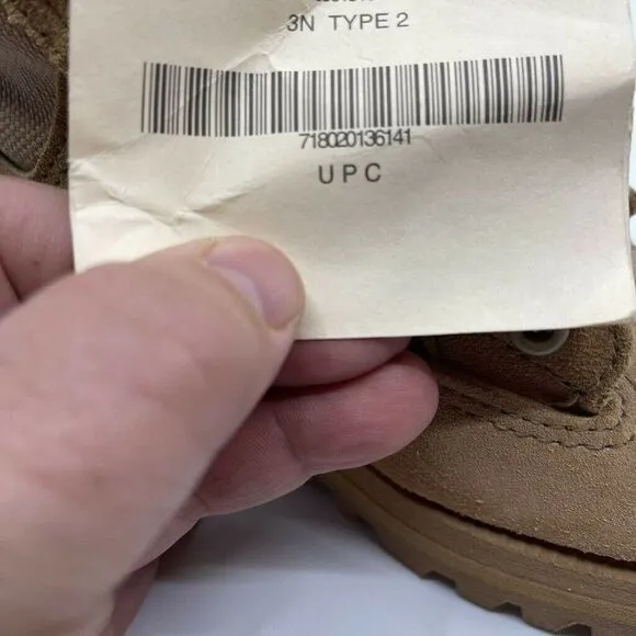 Wellco Womens Combat Boots Beige Block Heel Round