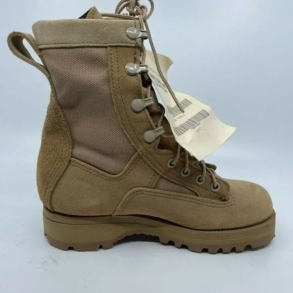 Wellco Womens Combat Boots Beige Block Heel Round