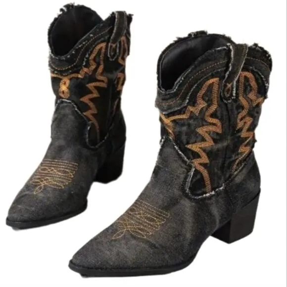 Western ladies denim boots, sz 10