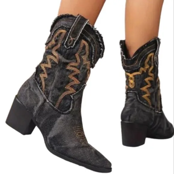 Western ladies denim boots, sz 10