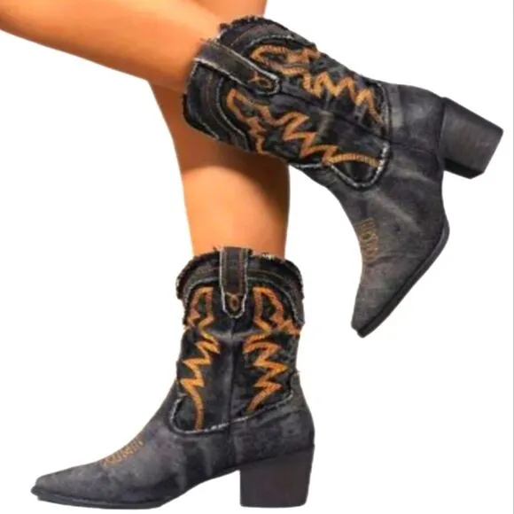Western ladies denim boots, sz 10