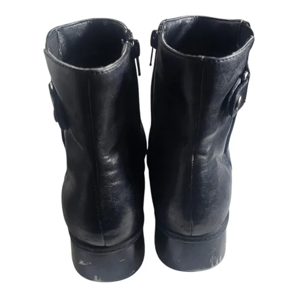 Westies GET READY Leather Smooth Biker Buckle Black Ankle Boots 9M