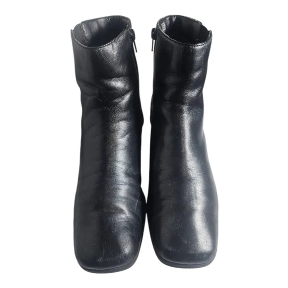 Westies GET READY Leather Smooth Biker Buckle Black Ankle Boots 9M