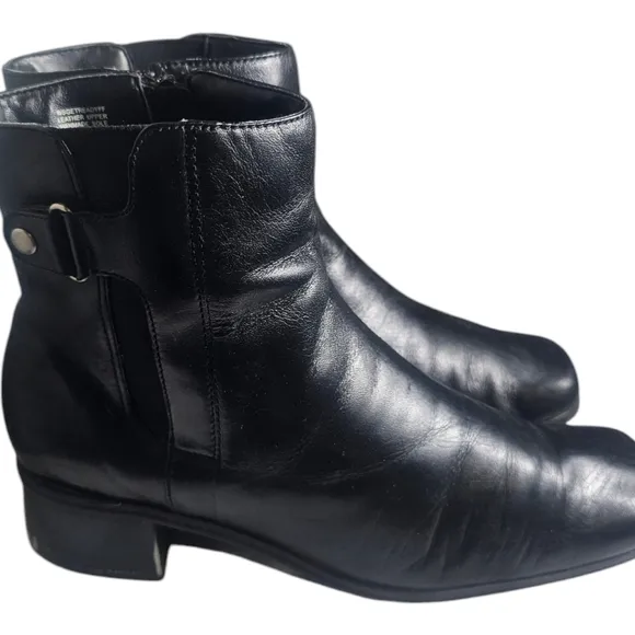Westies GET READY Leather Smooth Biker Buckle Black Ankle Boots 9M