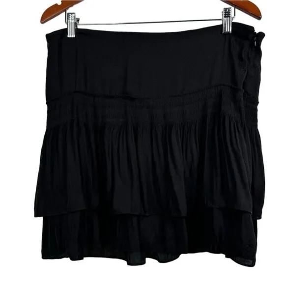 WHBM BLACK FLIRTY TIERED MINI SKIRT SIZE 14 NWT