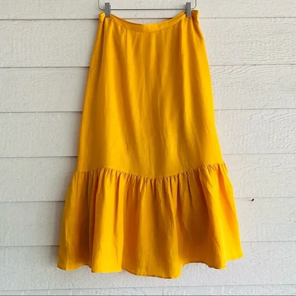 WHISTLES | Yellow LINEN Button Through Skirt 8