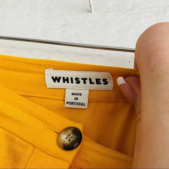 WHISTLES | Yellow LINEN Button Through Skirt 8