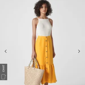 WHISTLES | Yellow LINEN Button Through Skirt 8