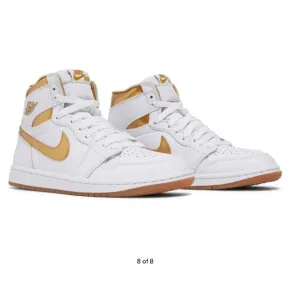 White and Gold High-Top Sneakers